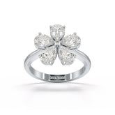 2.4 CT Pear Cut Lab Diamond Flower Shape Ring
